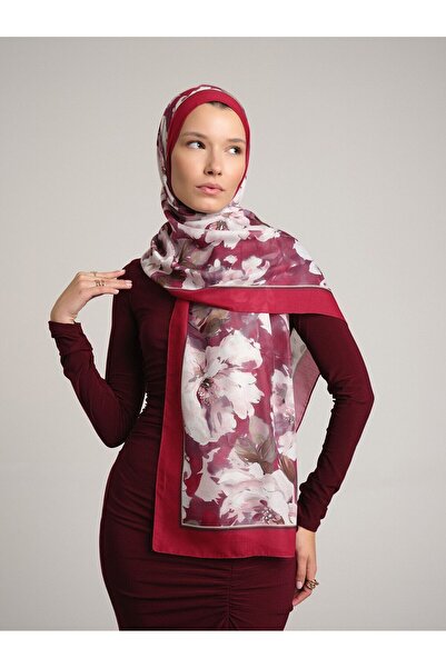 Ayshara شال فيرمان أحمر من مجموعة ماهبيري ذو جانب واحد