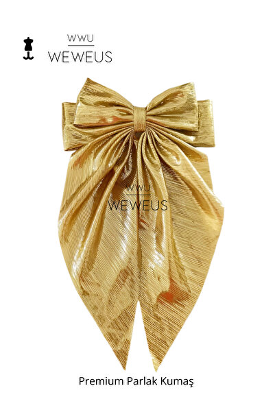 Weweus Women's Premium Yellow Gold Shiny Bow Buckle