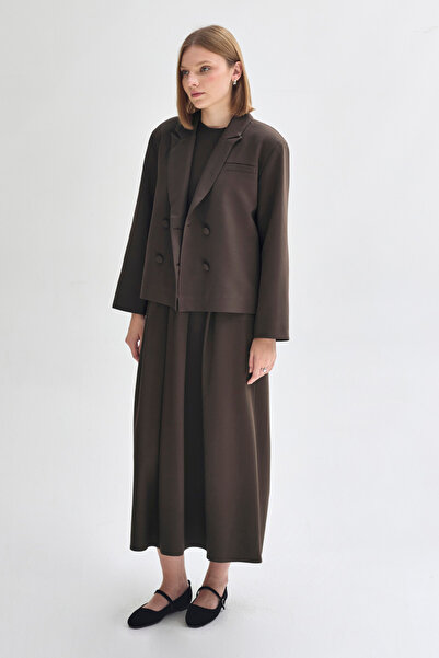 ZÜLAYS Kruvaze Kısa Ceket Acı Kahve