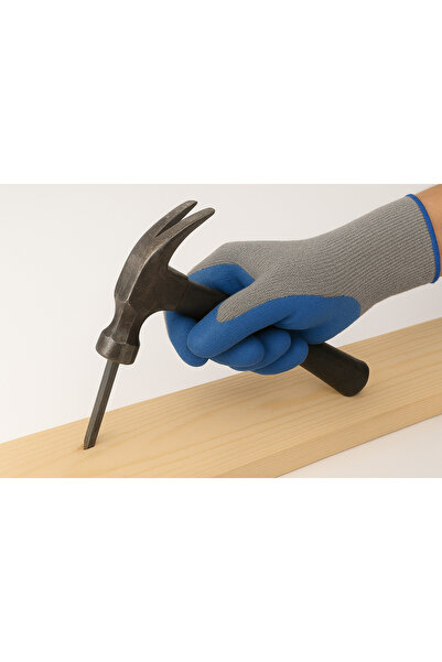 genric Heavy Duty Rubber Latex Double Coated Work Gloves with Grip – For Construction Blue (1X12-Pair)