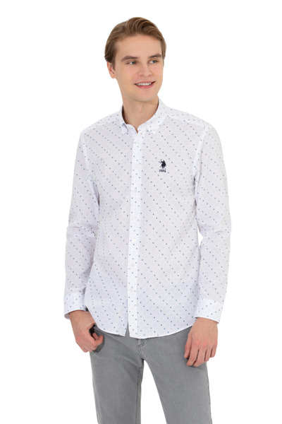 U.S. Polo Assn. Pánská bílá košile s dlouhým rukávem