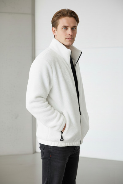 Fifty Color Oversized , Zippered, Mock Neck , Elastic Waist, Plush Jacket