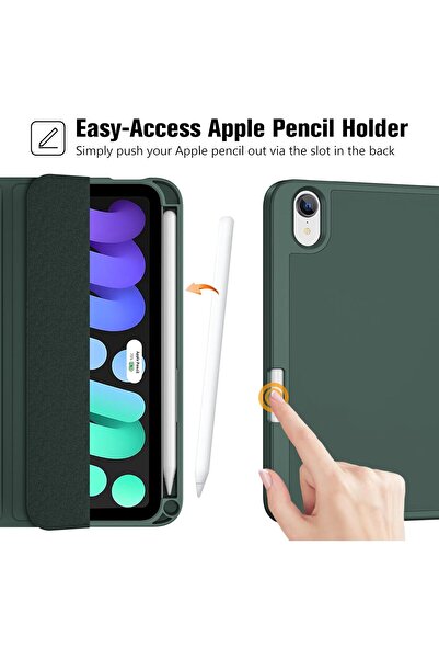 PROCASE حافظة حماية مع حامل قلم، قابلة للطي ثلاثية وغطاء خلفي ناعم من مادة TPU لجهاز iPad Mini (8.3 بوصة، A17 Pro 7th)