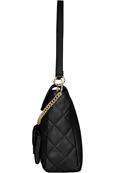 FOSKA Quilted PU Leather Shoulder Bag with Gold Chain