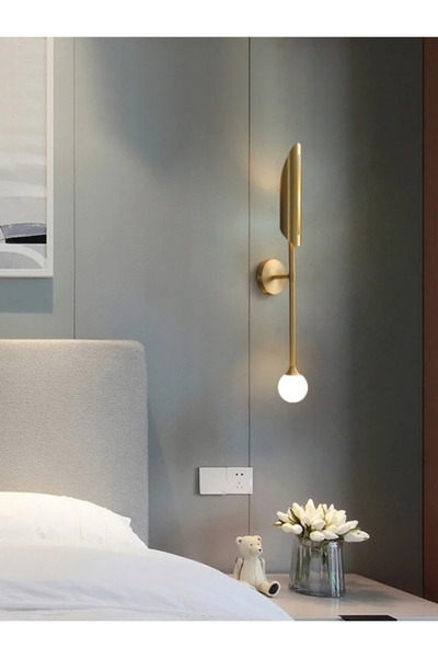 LUXXO Lucca Gold wall lamp, 1xG9 + 1xG4, aluminium body, glass shade, 70x10x12 cm, Gold/White