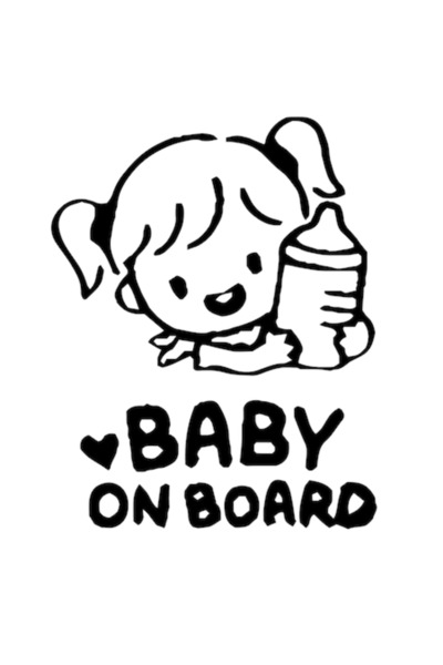 Oracal 651 Sticker Baby On Board, Girl Baby, 20cm, black