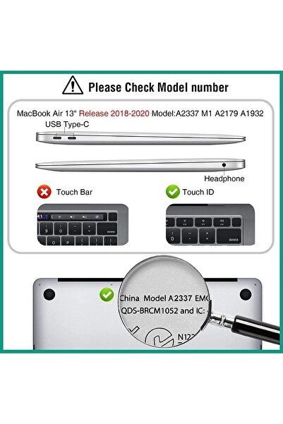 EooCoo Hard Case for MacBook Air 13-inch M1 (A2337/A2179/A1932) Retina Touch ID - Clear