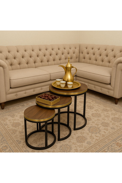 Un A set of 3 round serving tables that add a touch of luxury to every sittin...