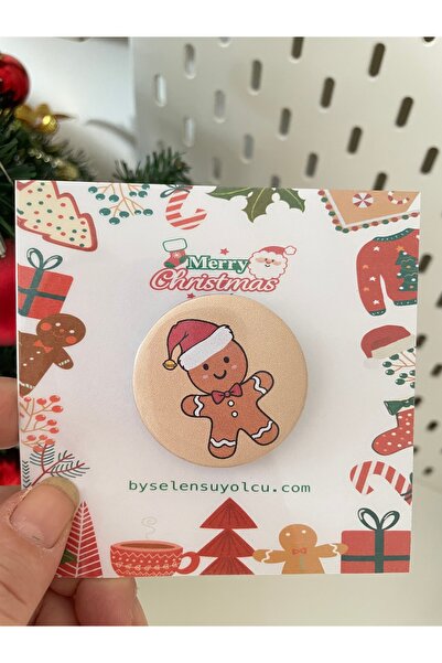By Selen Suyolcu Yılbaşı Temalı Kurabiye Adam Pin Rozet Broş