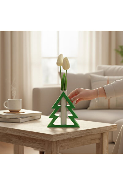 Maflen Yılbaşı Ağacı Temalı Dekoratif Vazo (ÇİÇEKLER DAHİL DEĞİLDİR)