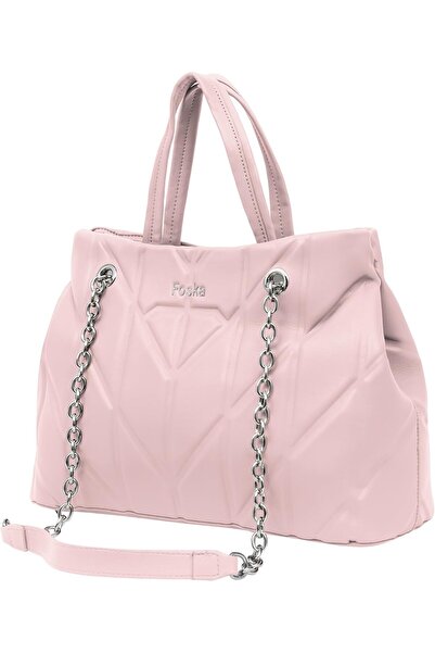 FOSKA Women's Quilted Shoulder Bag - PU Leather with Chain Strap