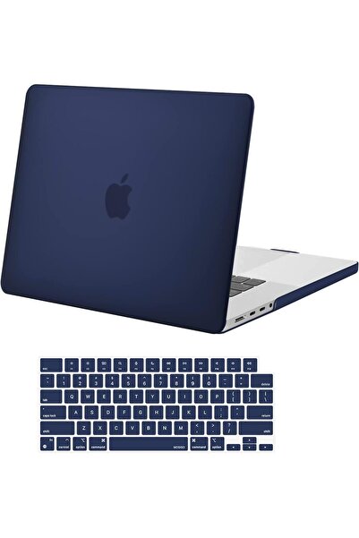 Mosiso Hard Plastic Protective Case w/ Touch ID for MacBook Pro 16-inch (2021-2024) - Navy Blue