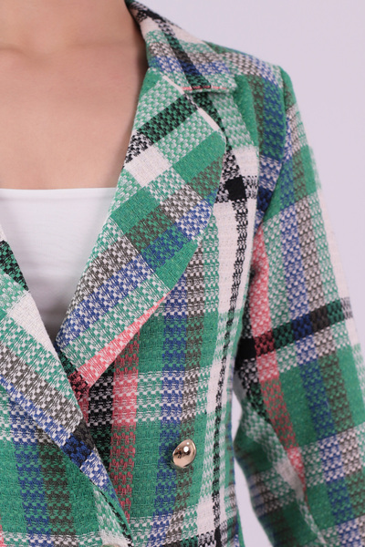 armonika Women's Coral Double-Breasted Collar Tweed Crop Jacket Arm-24K001014