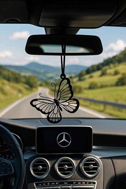 VENON زخرفة معدنية على شكل فراشة أنيقة لمرآة الرؤية الخلفية، تعليقة معدنية لل...