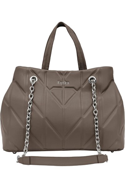 FOSKA Women's Quilted Shoulder Bag - PU Leather with Chain Strap