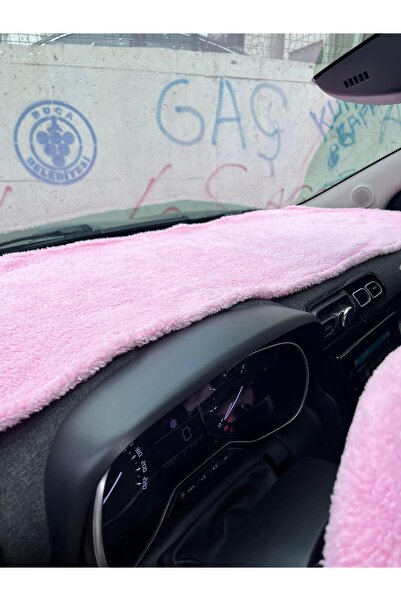 SSS TEKSTİL pembe peluş torpido havlusu-Torpido Göğüs Havlusu-her araca uyumlu