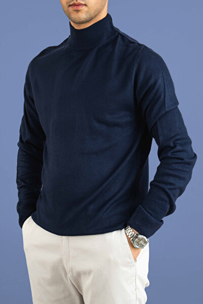 bombe Ανδρικό πλεκτό πουλόβερ με μισό ζιβάγκο εφαρμοστό