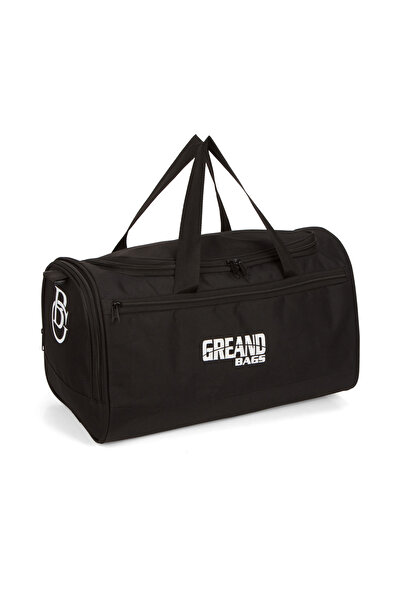 GreandBags Unisex Siyah Ayakkabı Bölmeli Spor Çantası Gym Fitness Çantası Seyahat Çantası