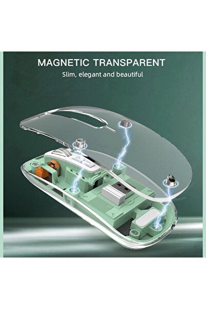 007 Slim Dual-Mode Wireless Bluetooth Mouse (5.1 + 2.4GHz USB), Rechargeable, Silent, 4 DPI - Green