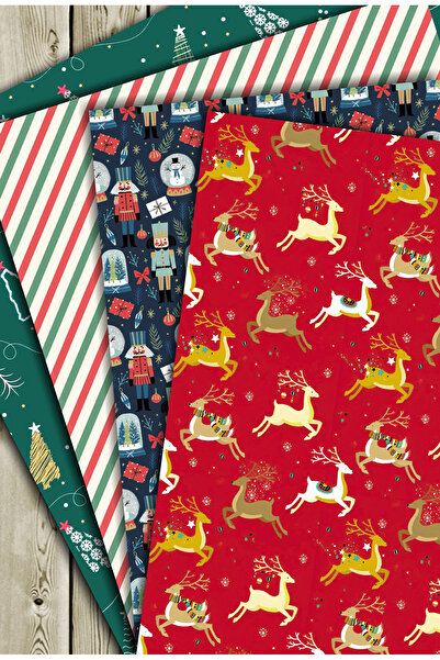 Mia Pera 50X70 cm New Year Gift Packaging Wrapping Paper (Pack of 4)