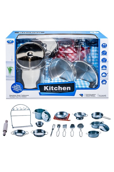 Robentoys Kitchen accessories - Metal pots, 9-piece set