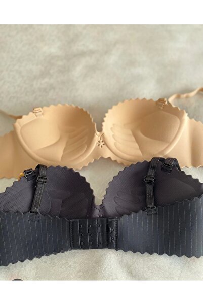 nura Nurah Lazer Cut Lace Detailed Padded Bra 1 Piece (Skin Color)