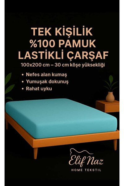 Elifnaz home tekstil Single Fitted Bed Sheet 100% Cotton
