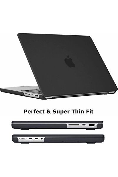 EooCoo جراب حماية بلاستيكي صلب لجهاز ماك بوك برو مقاس 16 بوصة (2021-2024) - أسود غير لامع