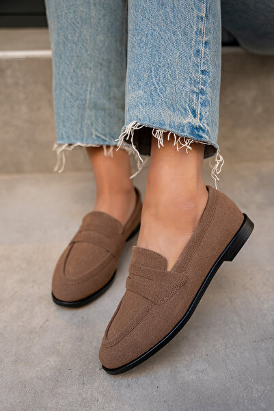 LAMİNTA Desna Bitter Brown Suede Flat Sole Women's Shoes