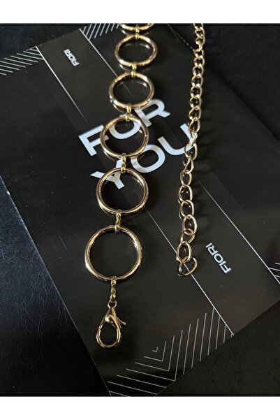 Fiori Yuvarlak Detaylı Kadın Zincir Bel Kemeri, Ceket Kemeri, Elbise Kemeri, Gömlek Kemeri, Zincir Kemer