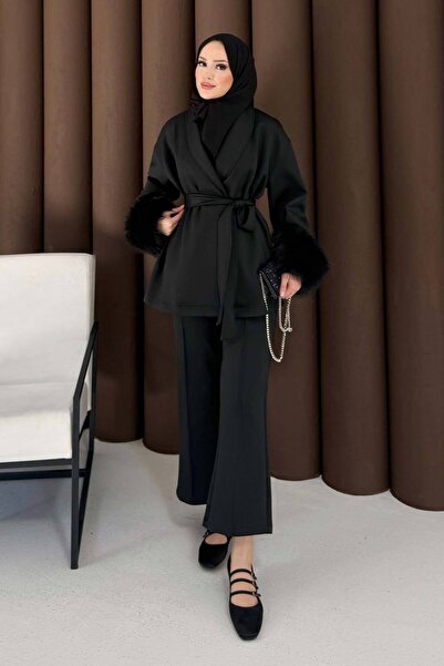 Melike Tatar Fur-Lined Sleeve Scuba Suit 32-3725