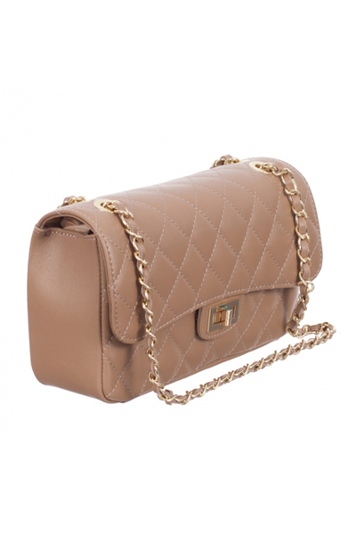 AZZURA Patricia crossbody bag, 100% leather, quilted, nude