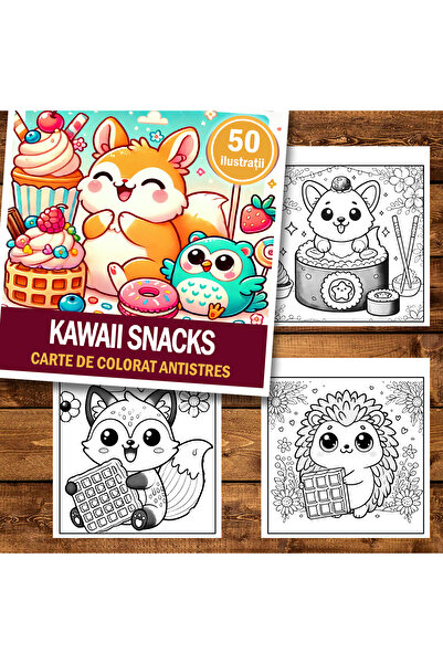 Legendary Gifts Coloring book, 50 Kawaii Snacks illustrations