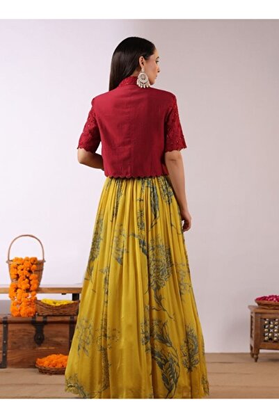 HashtagBe Yellow Floral Lehenga Set