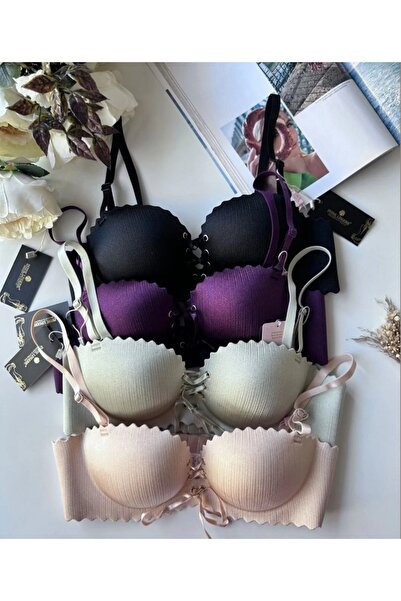 nura Nurah Lazer Cut Lace Detailed Padded Bra 1 Piece (Skin Color)