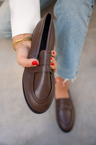 LAMİNTA Desna Bitter Coffee кожени дамски обувки с плоска подметка