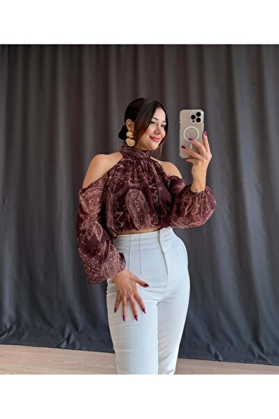 Nilgün Karakaya Butik بلوزة شيفون منقوشة