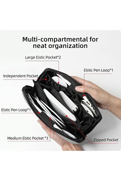 Yelajoy حقيبة تنظيم إلكترونيات السفر، رمادية، 9.64×5.7×2.95 بوصة، مقاومة للماء