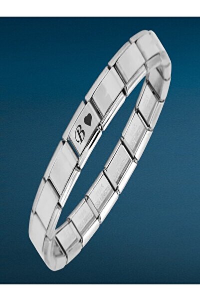 fmaccessoriess Çelik Bileklik İtalyan Charmlı Kalpli Harfli Kararmaz Solmaz En Güzel Hediye 1 Adet Uniseks Kutulu