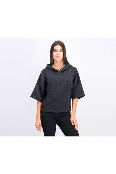 Reebok Women Thermowarm Delta Peak Short Sleeve Full,Zip Jacket, Black