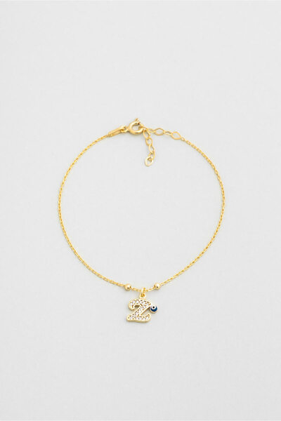 So CHIC... Z Harfi 18 Ayar Sarı Altın Kaplama 19 Cm Gümüş Nazar Bileklik