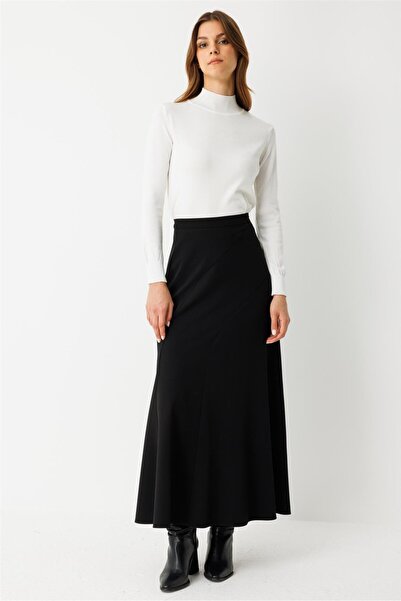 Esswaap Verev Parça Detaylı Etek Siyah