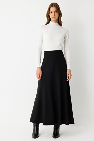 Esswaap Verev Parça Detaylı Etek Siyah