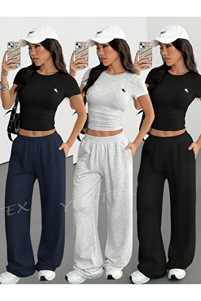 CAONNES Pachet de 3 pantaloni de trening de iarnă, negru, gri, bleumarin, cu ...