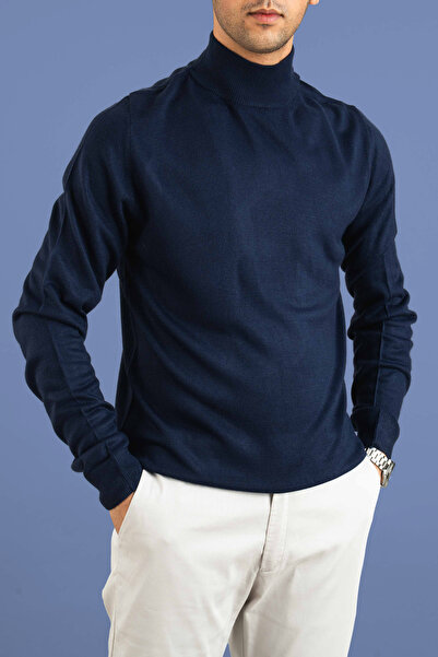 bombe Ανδρικό πλεκτό πουλόβερ με μισό ζιβάγκο εφαρμοστό