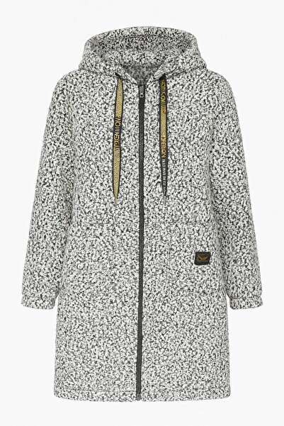 ECK MODA Women's Full-Length Zipper Hooded Double Pocket Over-The-Knee Plush Felt Coat