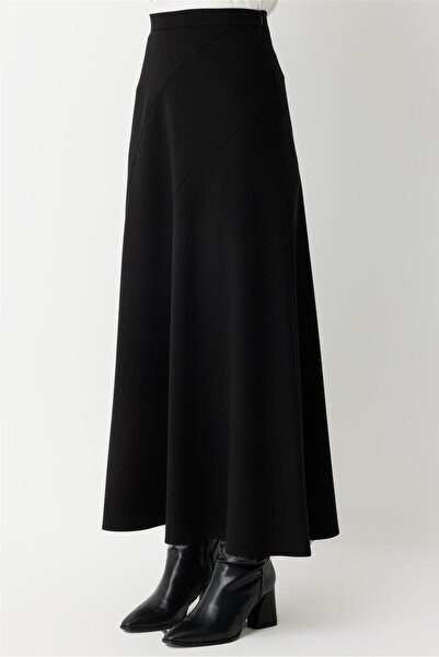 Esswaap Verev Parça Detaylı Etek Siyah