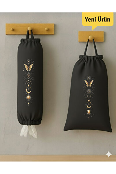 Boom town 2’li Set Ekmek Torbası ve Poşetlik – Mutfak Düzenleyici Asılabilir Bez Organizer Düzenleyici