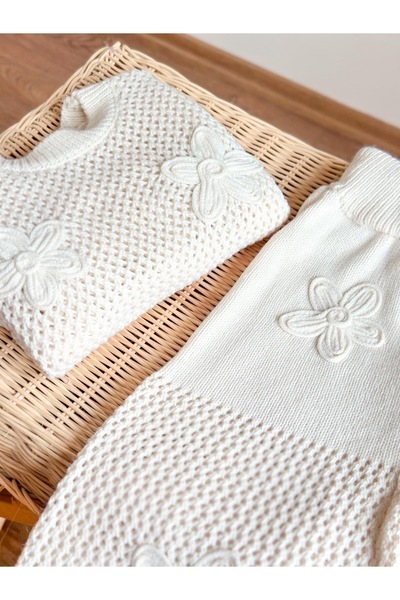 Hulohoopbaby White angel çiçek nakışlı takım