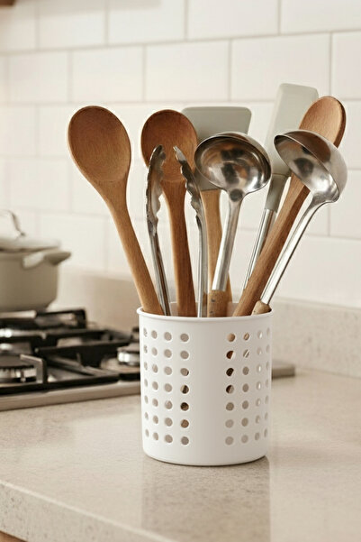Myend Cylinder Countertop Spoon Scoop Organizer Decorative Spoon Holder